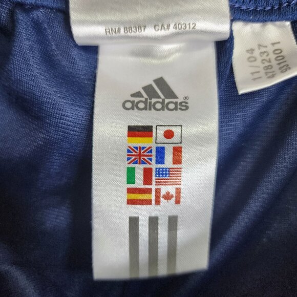 Mens Adidas Blue Athletic Track Pants w/ 3 White Stripes Hi Rise Size L - Picture 8 of 16